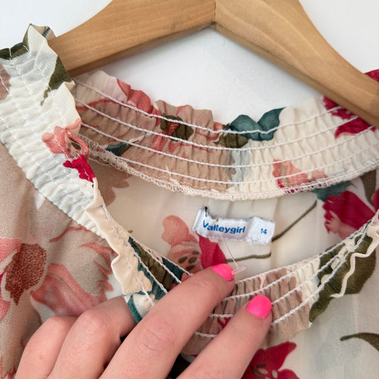 Valleygirl Size 14 Floral Short-Sleeve Blouse