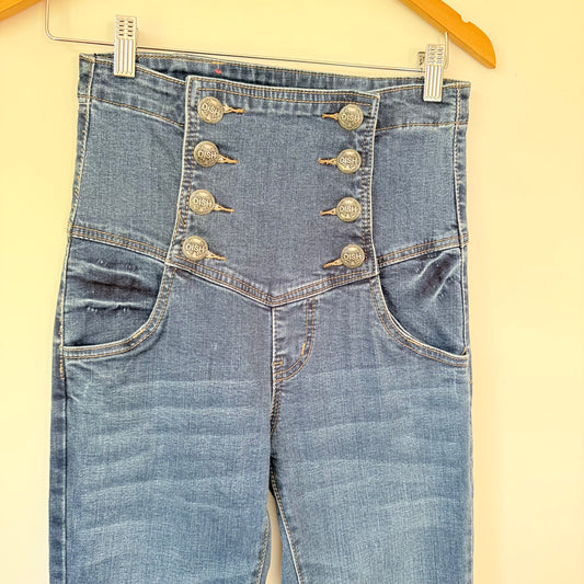 DISH High-Waisted Skinny Jeans – Multi-Button Fly, Size 28