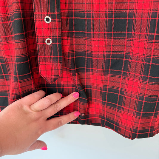 H&M Divided Size 8 Red & Black Plaid Skirt
