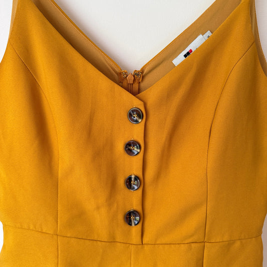 TEMT Size 14 Mustard Yellow Button-Up Short Jumpsuit