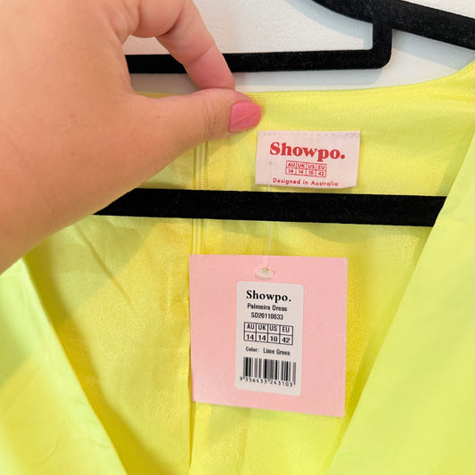 Showpo Palmeira Dress Lime Green Size 14
