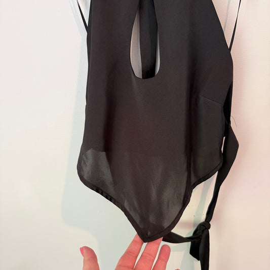 Glassons Halter Neck Crop Top Black Size 6