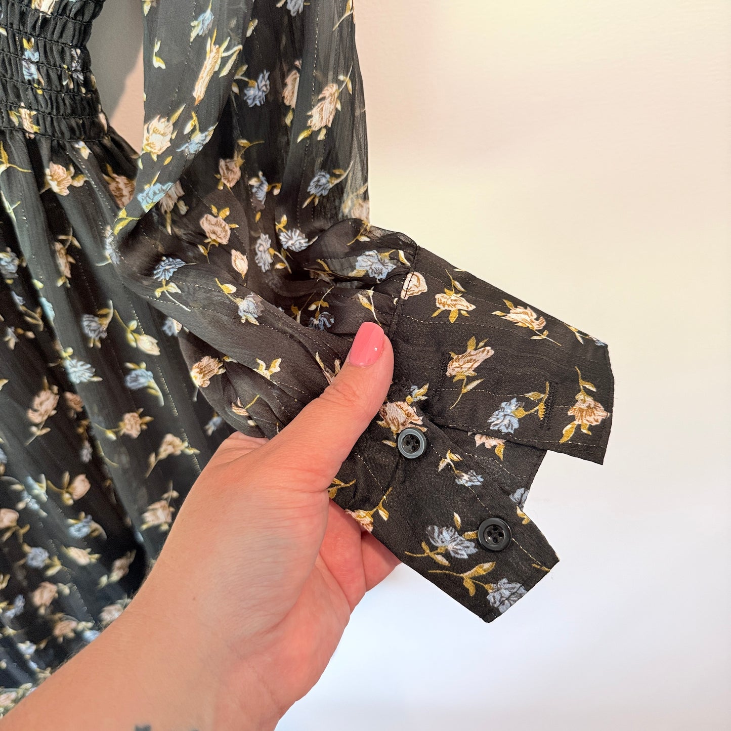 Missguided Floral Shirred Waist Mini Dress Size 14