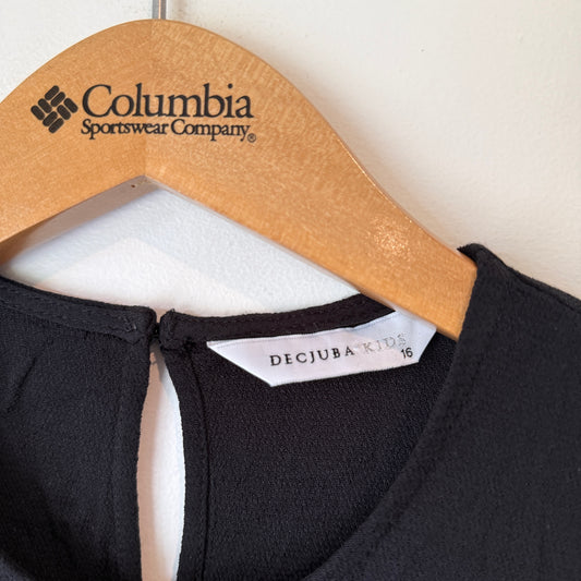 Decjuba Kids Size 16 Black Short-Sleeved Mini Dress