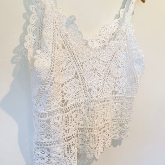 One Size White Crochet Top