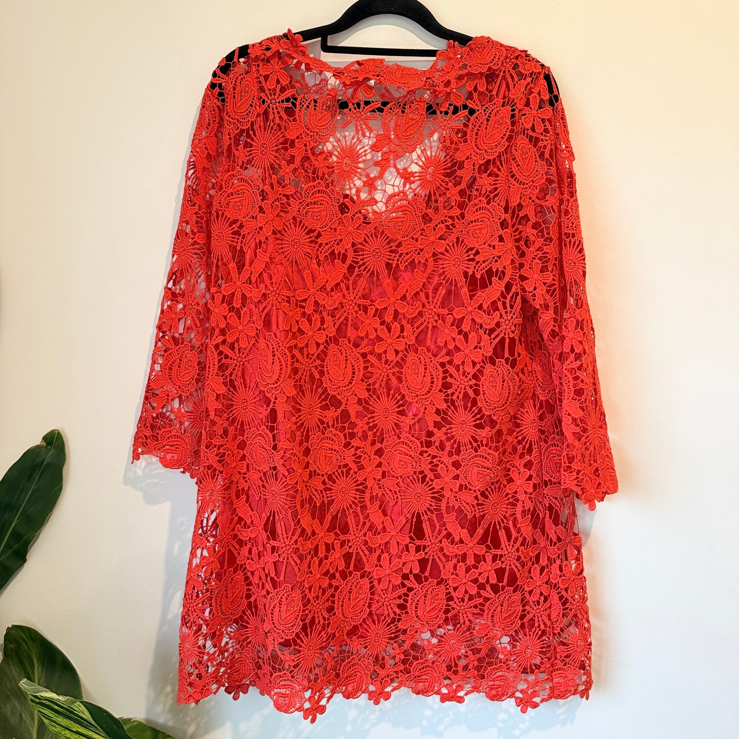 Heine Size 44 Red Lace Shift Dress