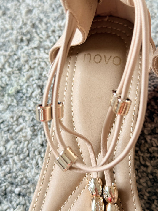 Novo Nude Sandals Size 7 Beaded Detail Ankle Strap Flat
