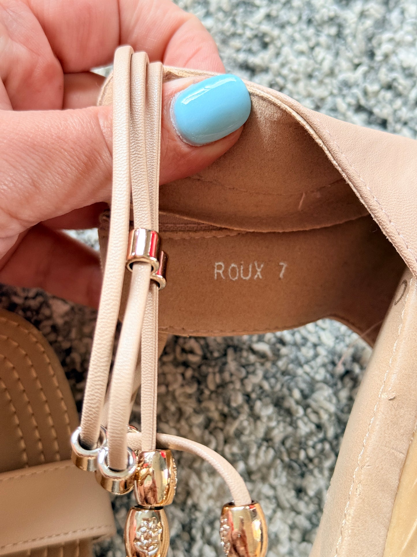 Novo Nude Sandals Size 7 Beaded Detail Ankle Strap Flat