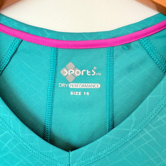 Sports Ltd Size 16 Teal Athletic V-Neck Shirt