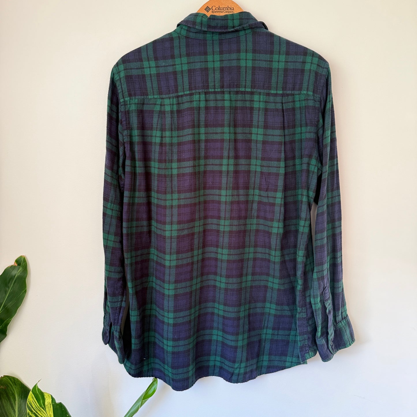 Uniqlo Size M Green Blue Checkered Flannel Shirt