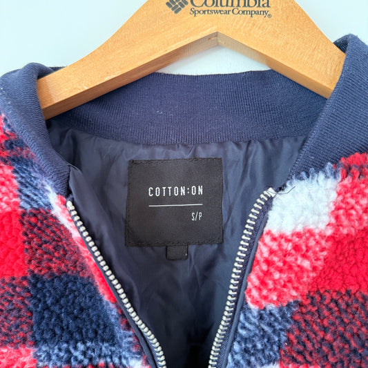 Cotton On Size S/P Fuzzy Bomber Jacket Red