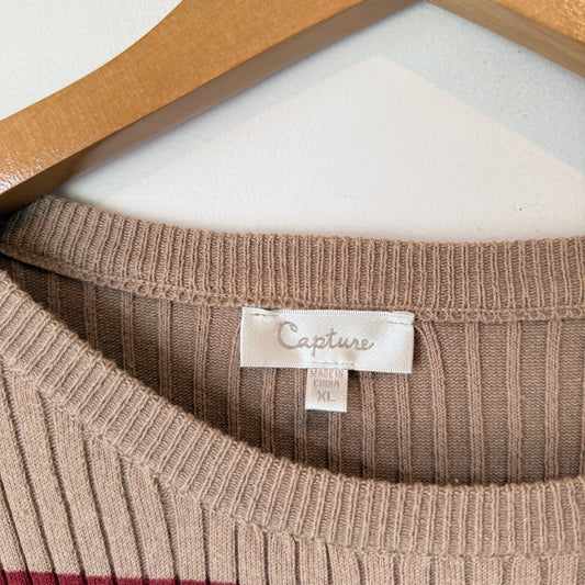 Capture Size XL Multicolor Striped Knit Pullover Sweater