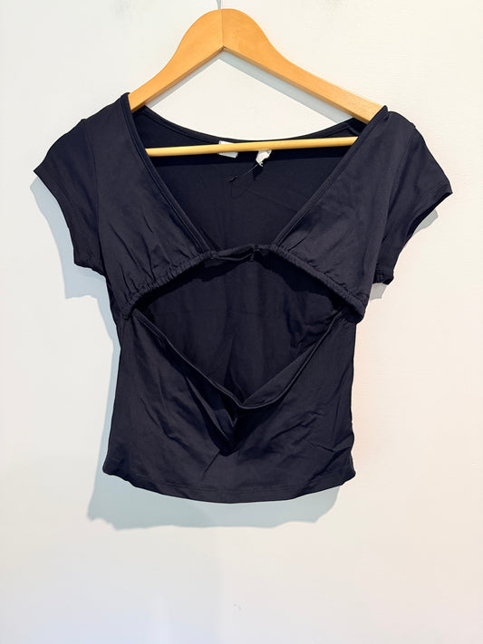 GLASSONS Black Cut Out Short Sleeve Top Size M
