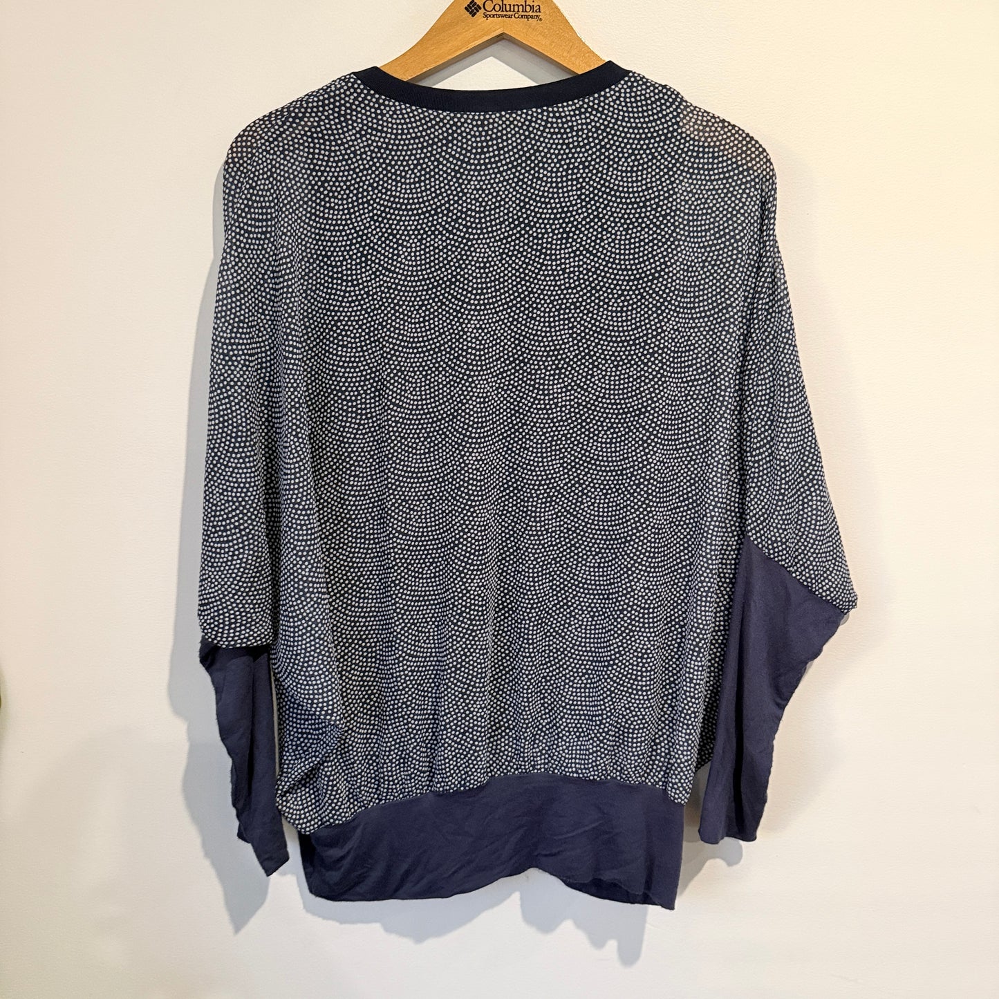 Madly Sweetly Size XS Navy Blue & White Polka Dot Top