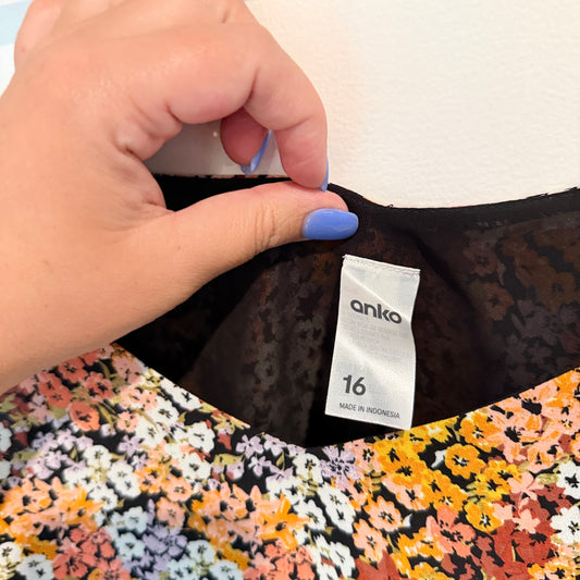 anko Size 16 Floral Patterned Singlet
