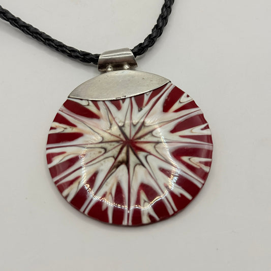Red Starburst Round Pendant Necklace