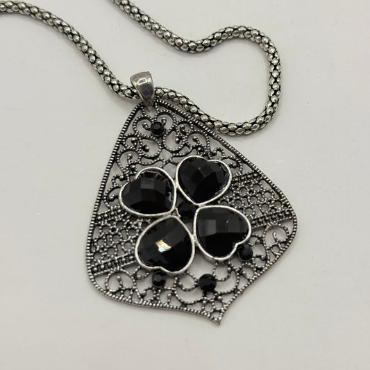 Black Heart Filigree Pendant Necklace