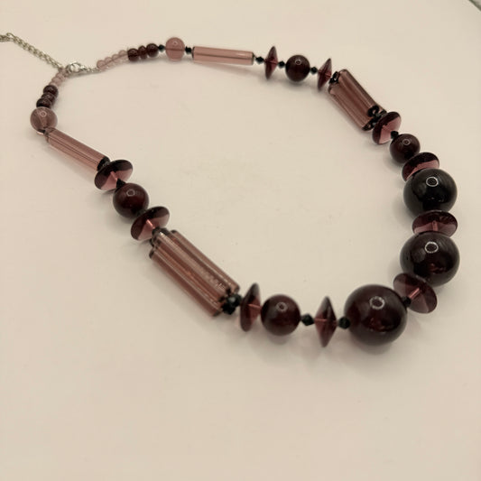 Plum & Amethyst-Tone Beaded Necklace
