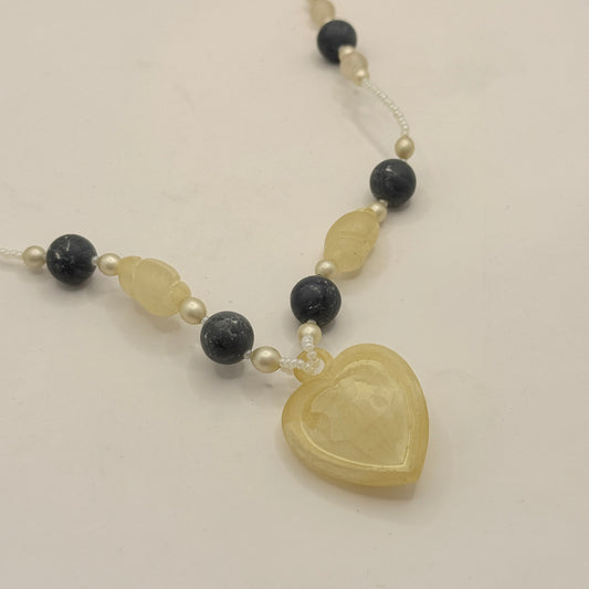 BPL Italian Beaded Necklace with Heart Pendant