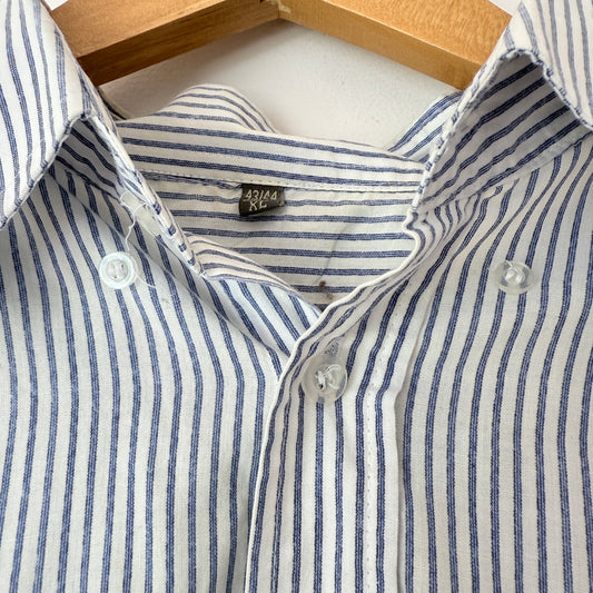 Master Stroke Size XL Striped Band-Collar Shirt