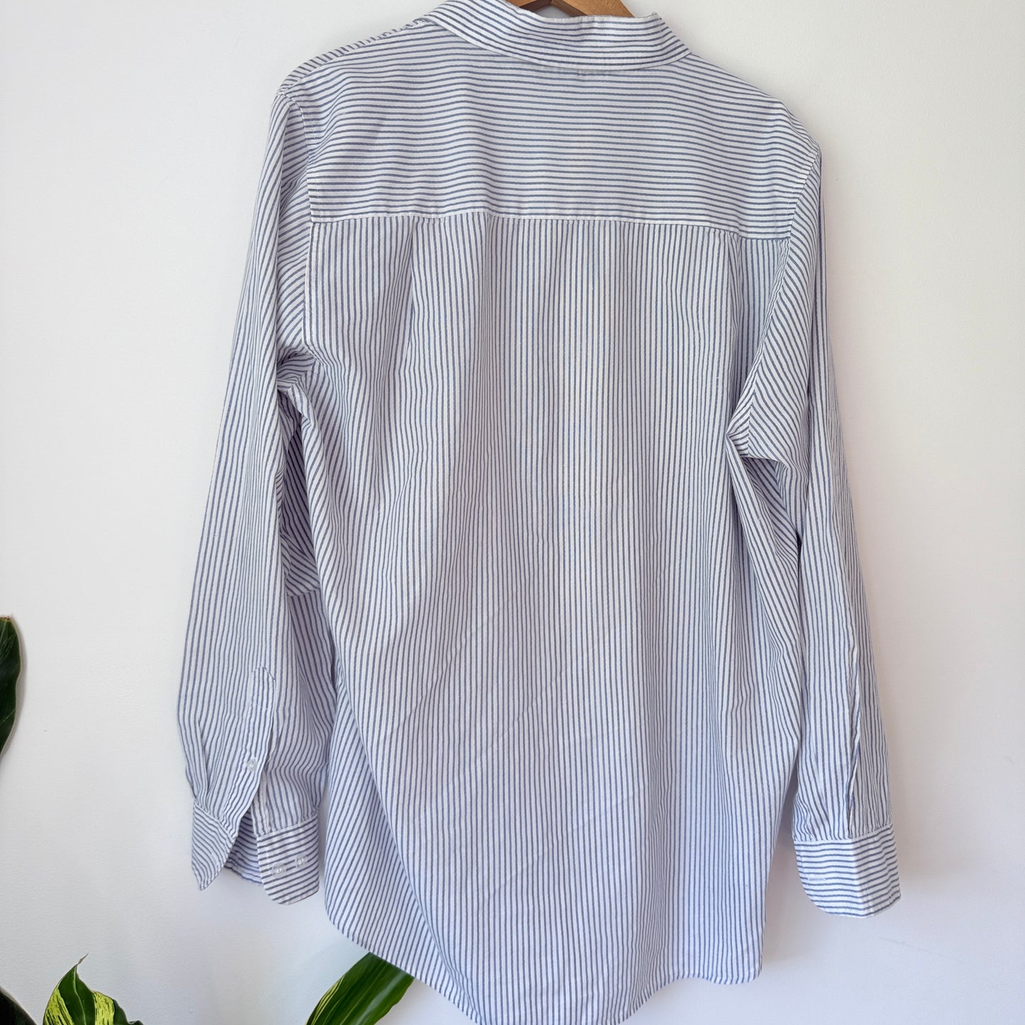 Master Stroke Size XL Striped Band-Collar Shirt