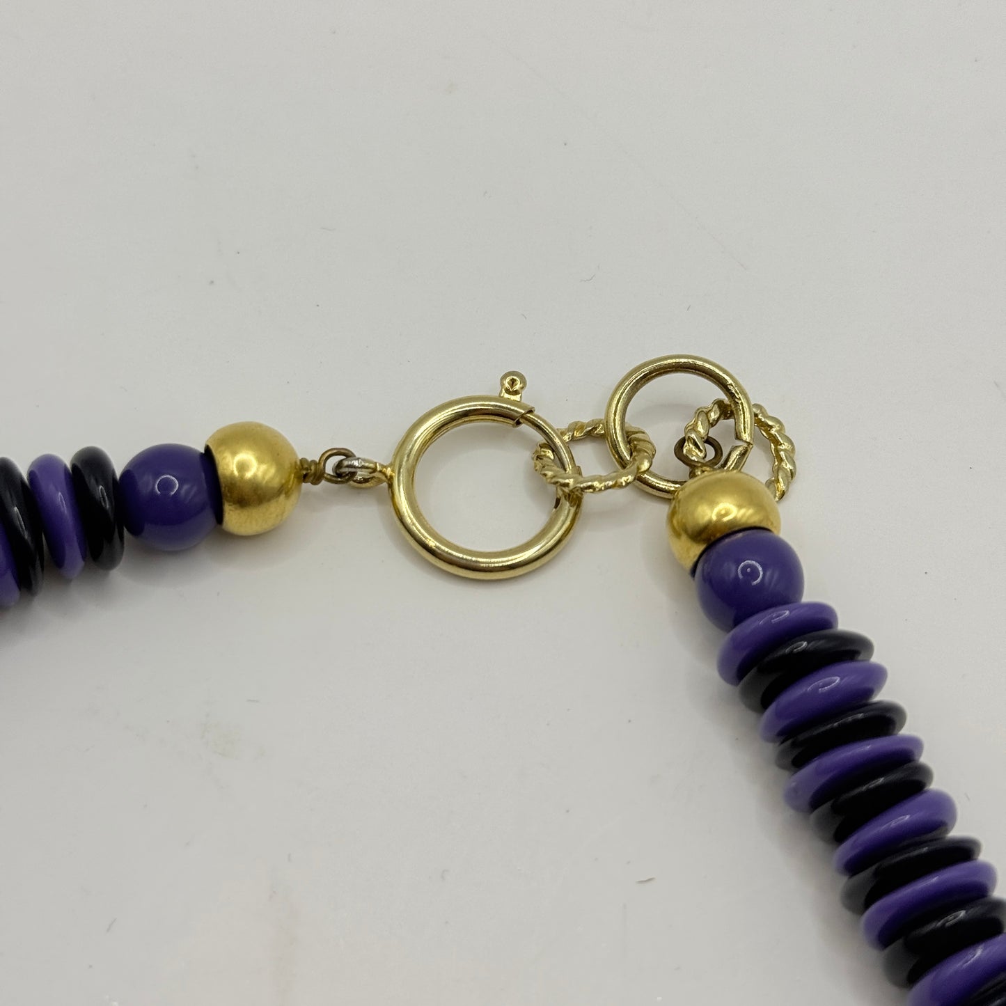 Purple Disc Bead Choker Necklace with Gold Accent Bead