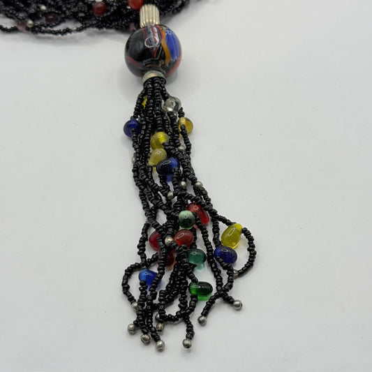 Black Multistrand Bead Necklace
