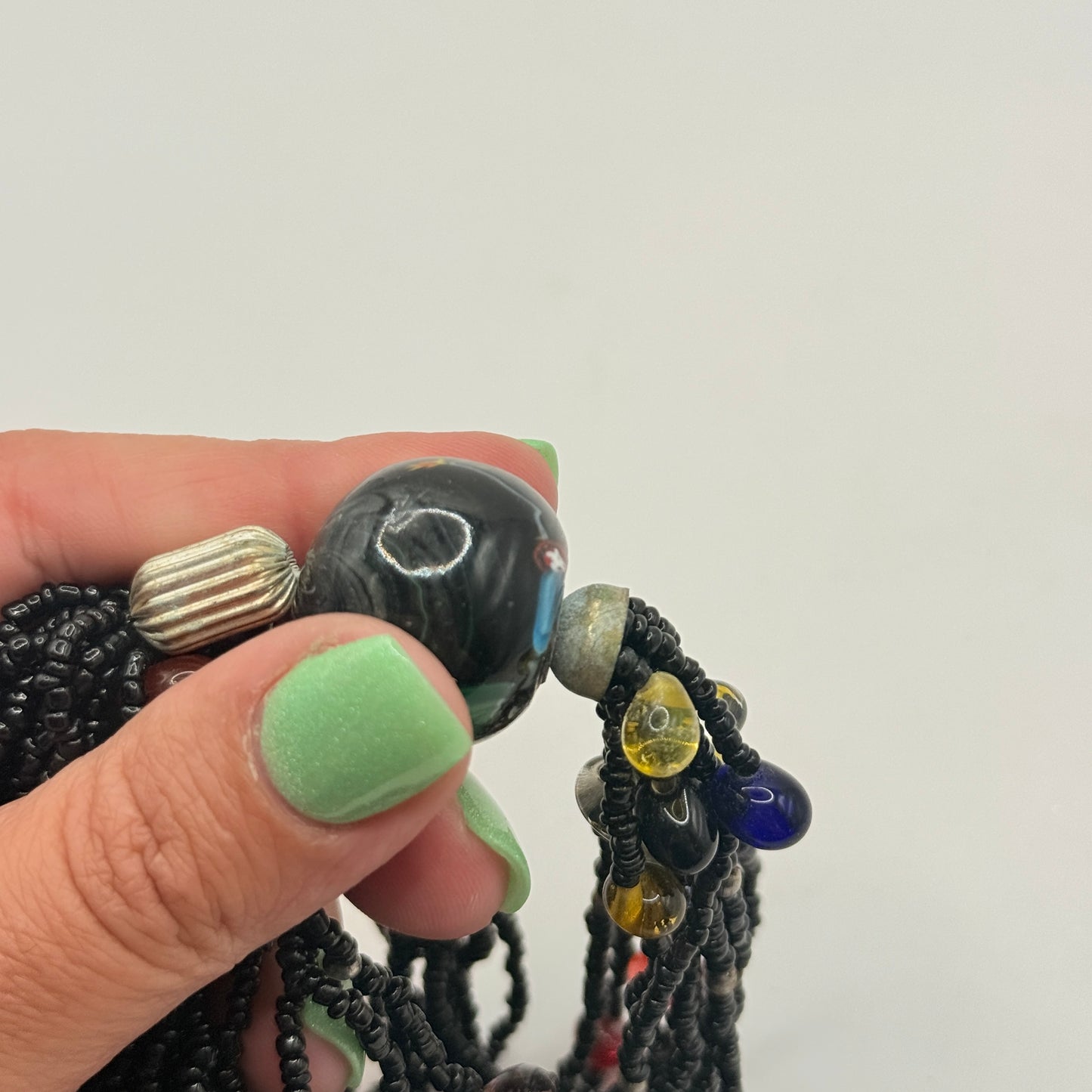 Black Multistrand Bead Necklace