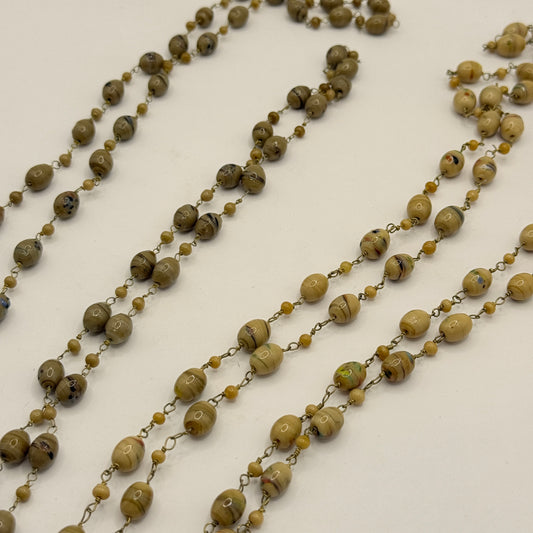 2x Long Neutral Bead NecklacesEarthy Swirled Tones