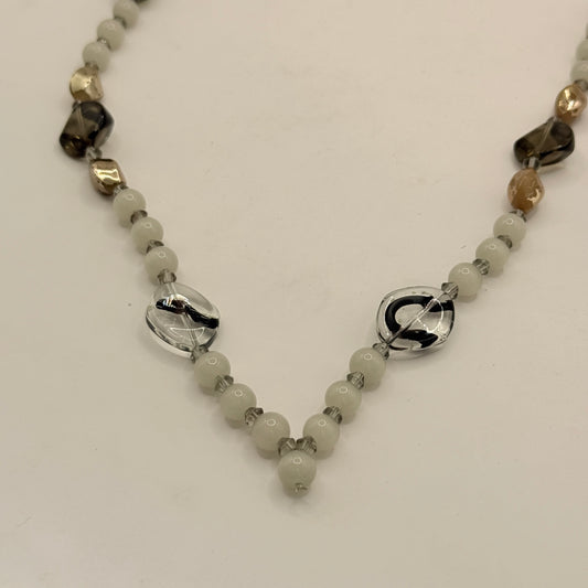 Soft Grey & Glass Accent Necklace
