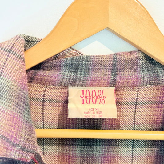 100% Weekend Size XL Plaid Flannel Shacket (Shirt-Jacket)