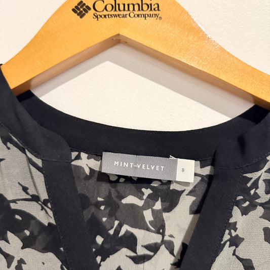 Mint Velvet Size 8 Floral Print Long-Sleeve Blouse