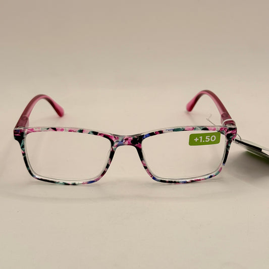 Insight Optics Reading Glasses +1.50 in Pink Patterned Frame
