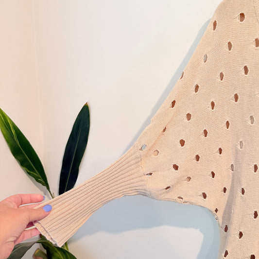 Sugar Babe Open Knit Sweater Beige - M