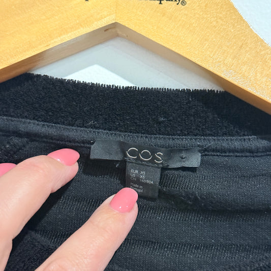 COS XS Black Textured Stripe Dress