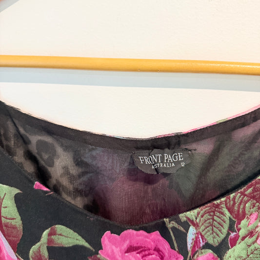 Front Page Australia Floral Leopard Print Sleeveless Dress - 12