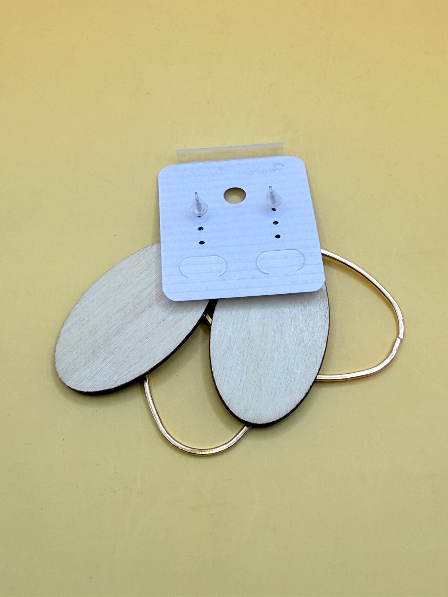 Abstract Oval Statement Earrings Lightweight Wooden Drop Earrings