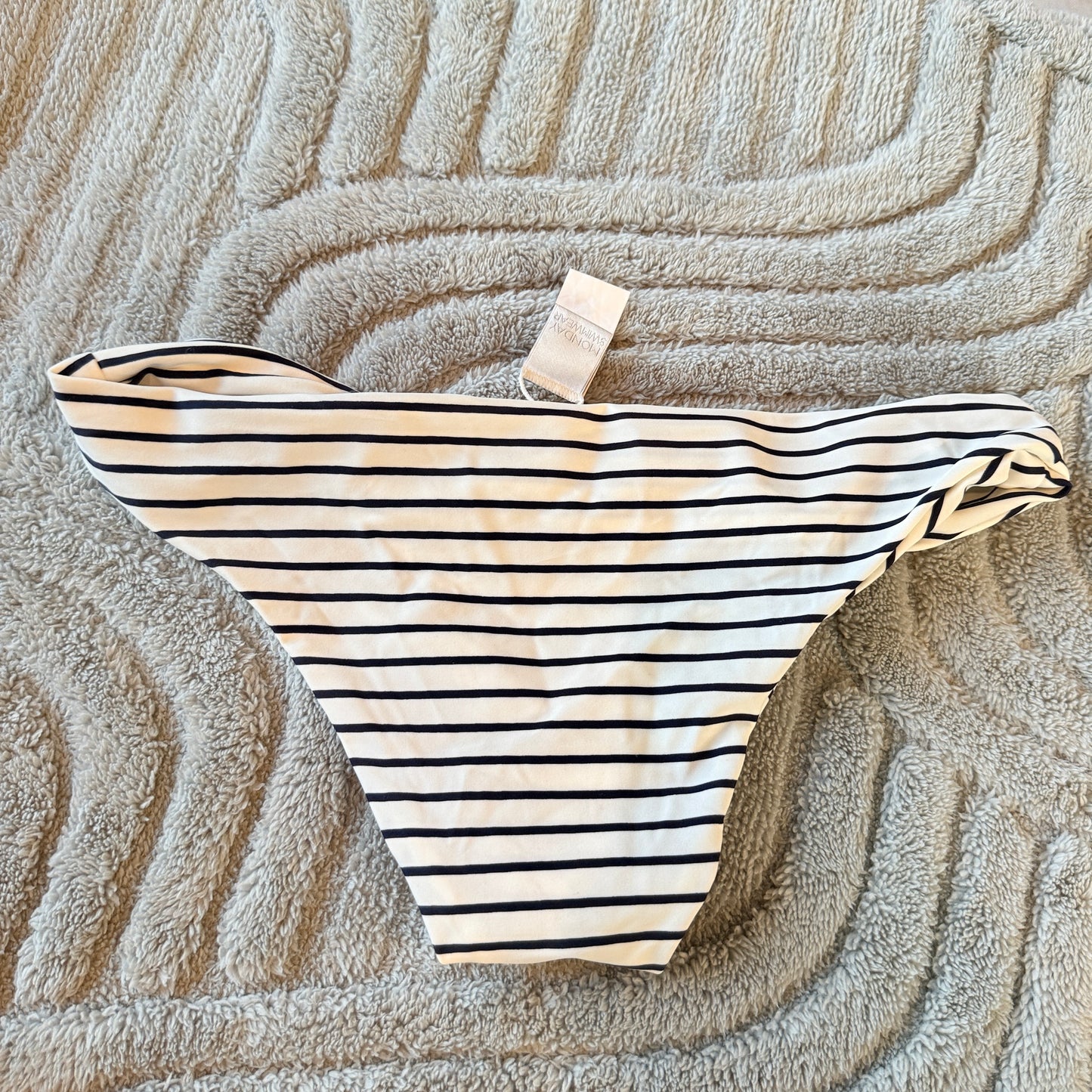Monday Swimwear Size S Ivory & Black Striped Bikini Bottoms