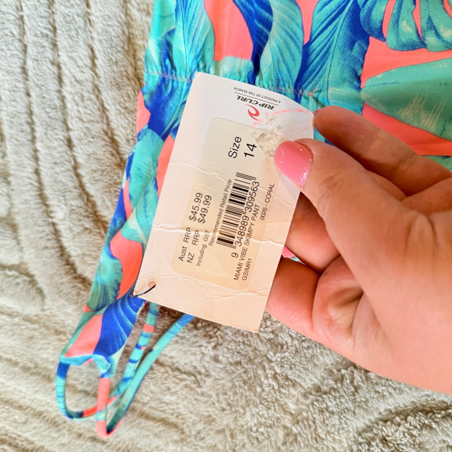 Rip Curl Miami Vibe Skimpy Bikini Pant - Coral Size 14