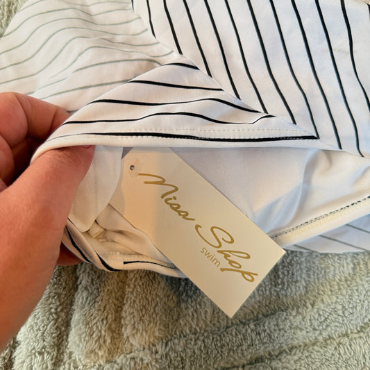 Miss Shop Striped Ruffle Bikini Top - Size 10