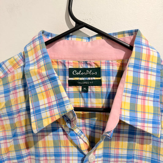 ColorPlus Plaid Button-Up Shirt Multicolor - XL
