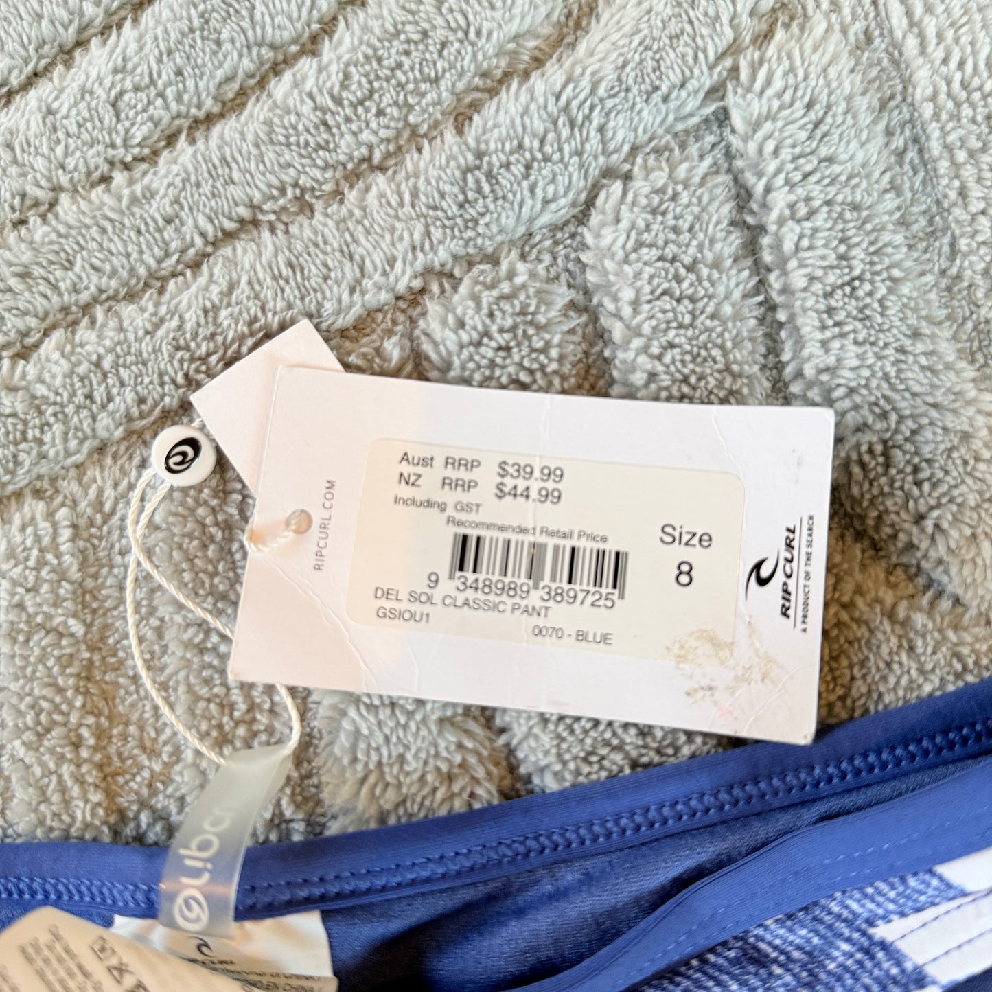 Rip Curl Del Sol Classic Bikini Pant in Blue Pattern -Size 8