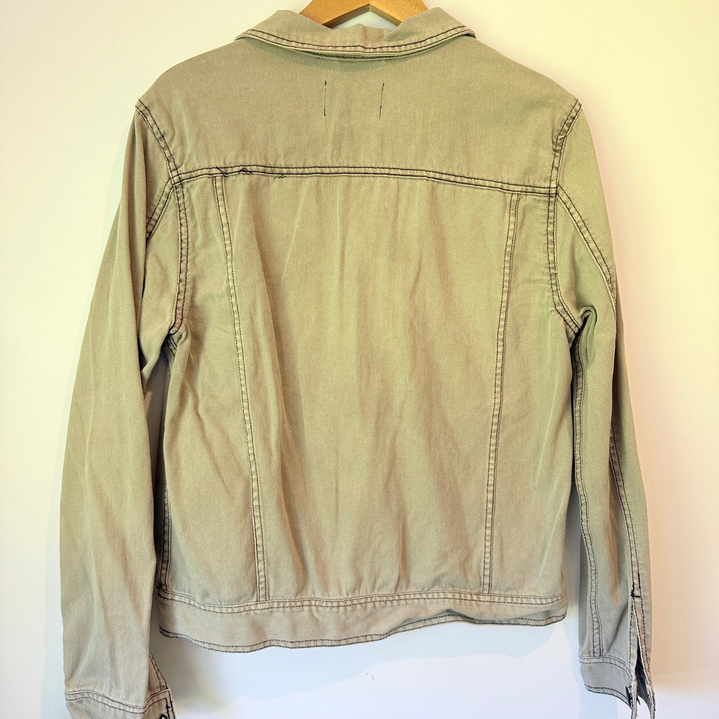 Cotton On 91 Denim Size S/P Tan Denim Jacket Zipper Chest Pocket