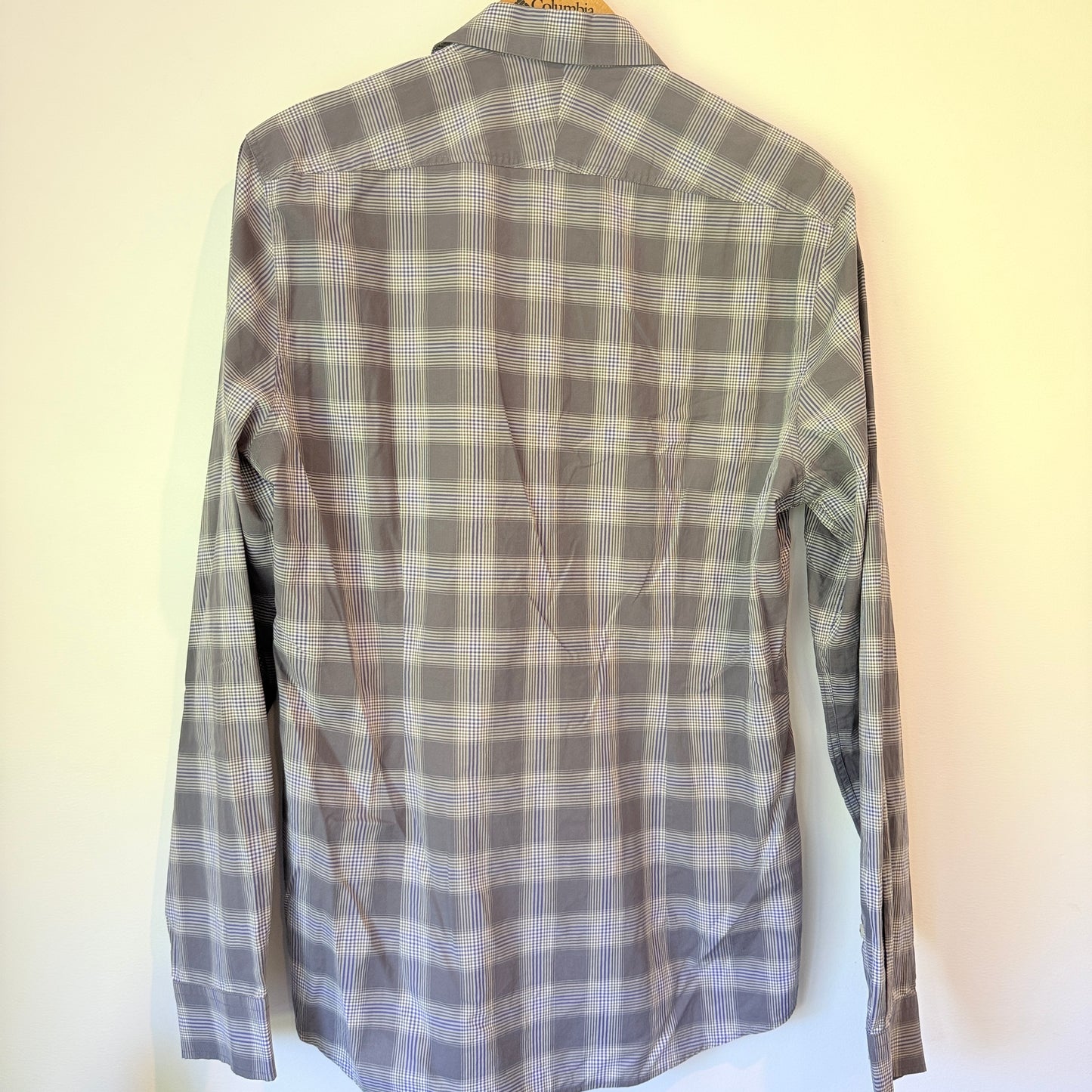 Marcs Size M Grey White Plaid Long-Sleeve Button-Down Shirt