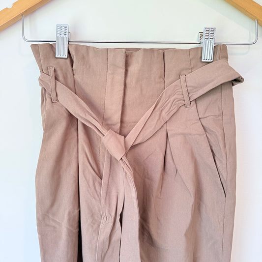 Love Tree Size M Rayon Beige Tie-Waist Pants