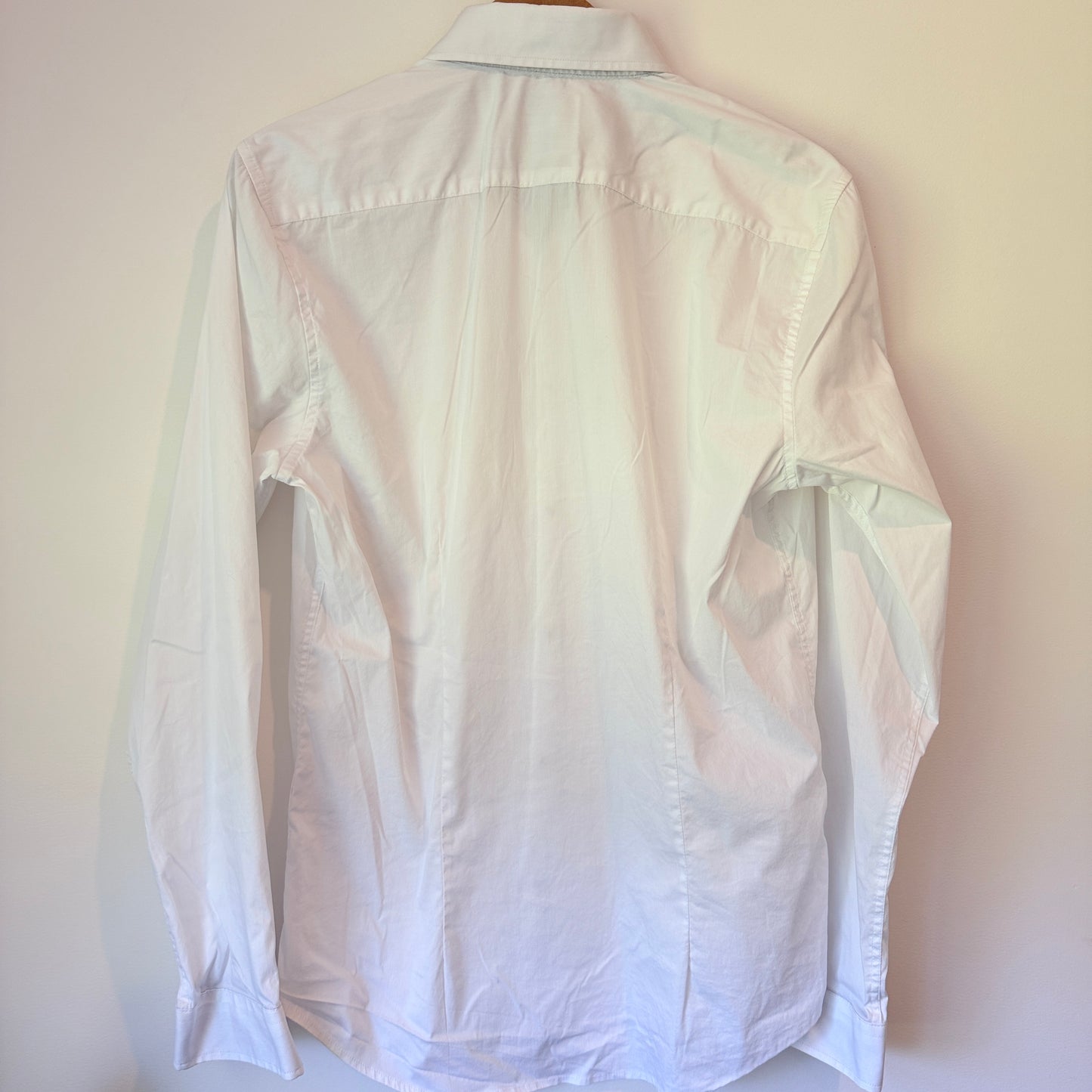 YD Size S White Shirt Black Patterned Trim