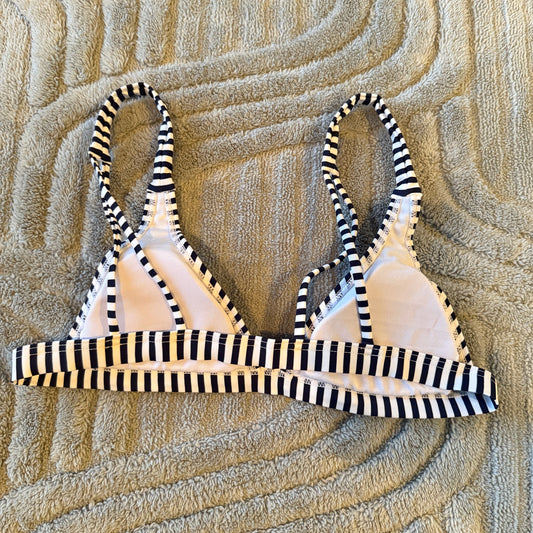 Navy and White Striped Fixed Triangle Bikini Top