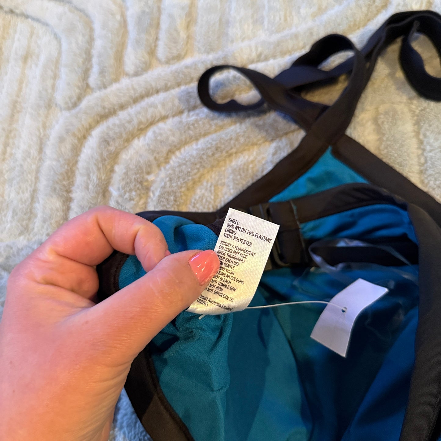 NOW Contrast Bind Crop Bikini Top – Teal Animal Print – Size 12