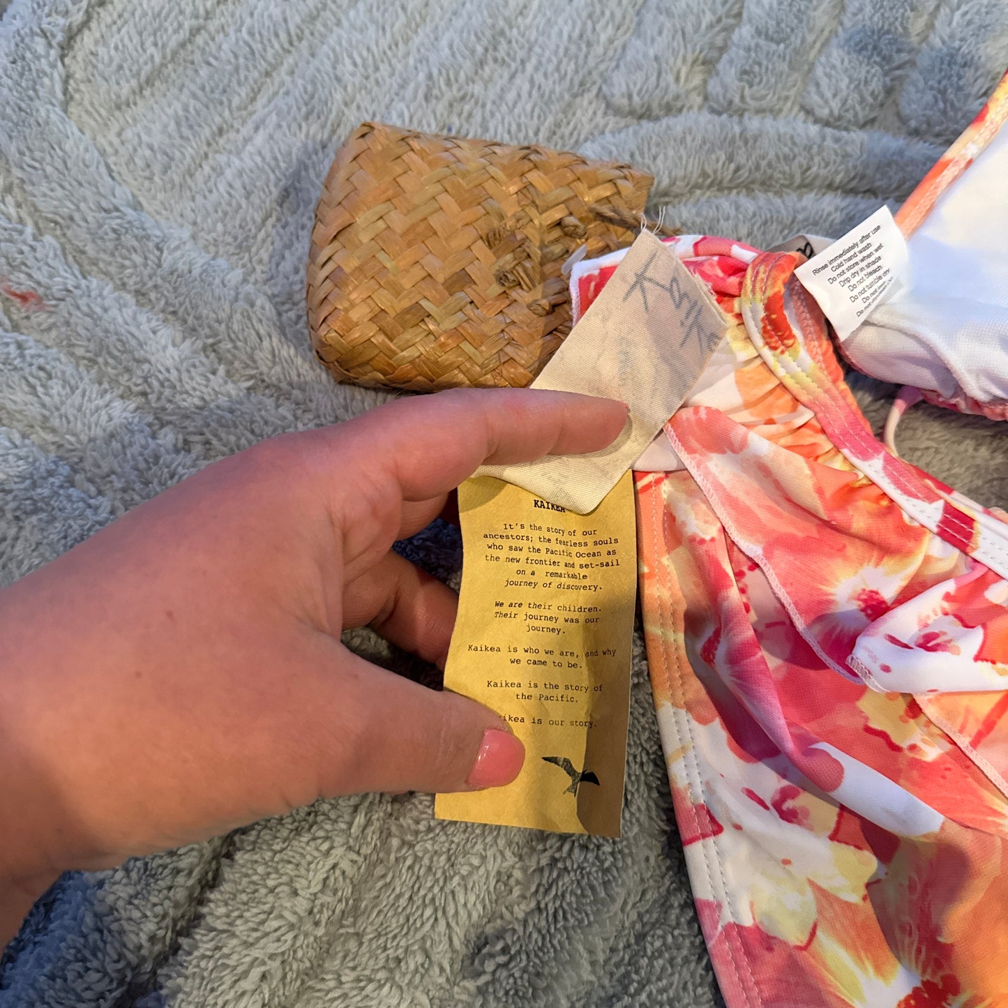 Kaikea Tropical Ruffle Triangle Bikini Set Pink Floral