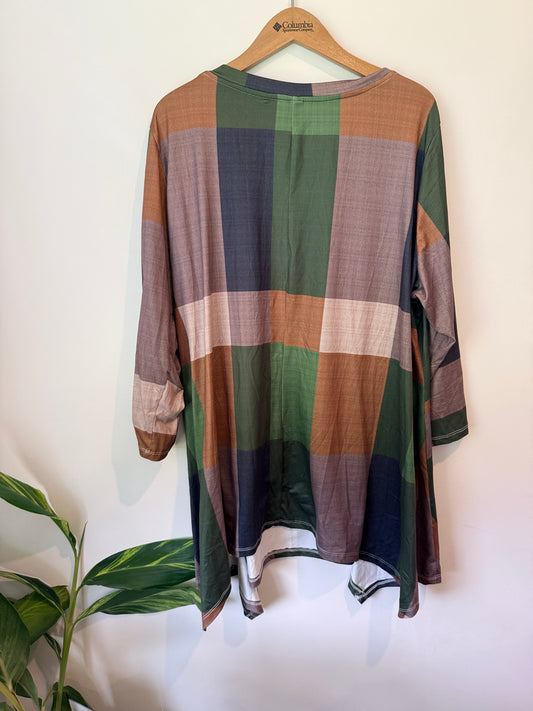 Shein Curve Size 3XL Color Block Print 3/4 Sleeve Midi Casual Dress